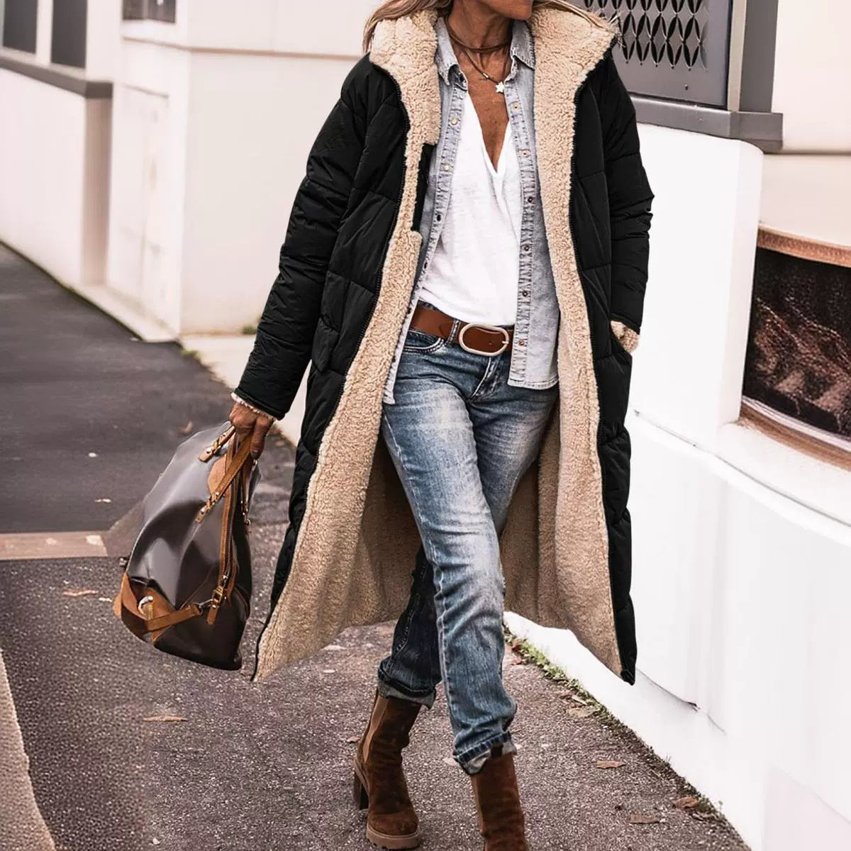 Krohn-e | Wendejacke mit Kapuze In Knielanger Form