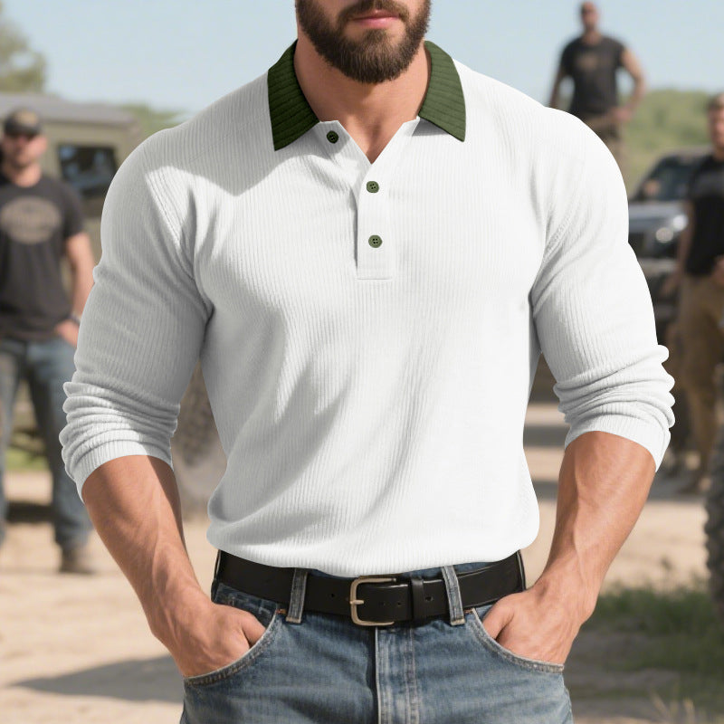 Herren langärmliges Poloshirt mit strukturiertem Design und klassischem Kragen Krohn-e