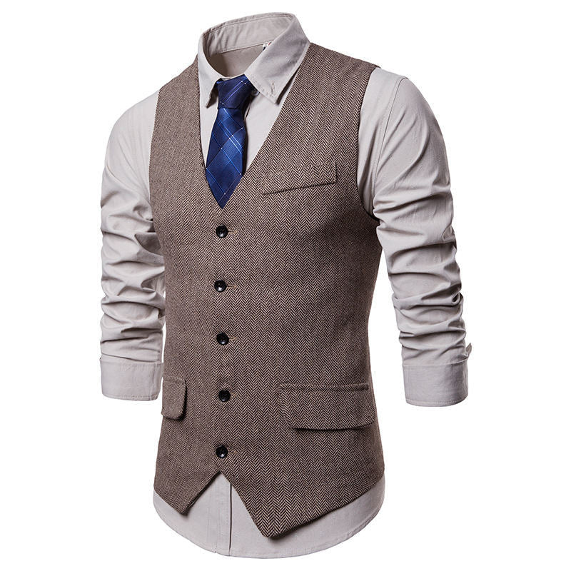 Herren elegante Weste im klassischen Herringbone-Design mit praktischen Taschen Krohn-e