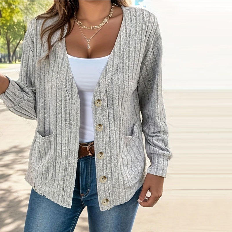 Krohn-e | Strickjacke Polyester Komfortabel, Leicht, Taschen