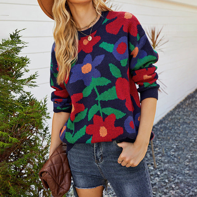 Krohn-e | Bunte Blumenstrick Polyester Bunt, Bequem