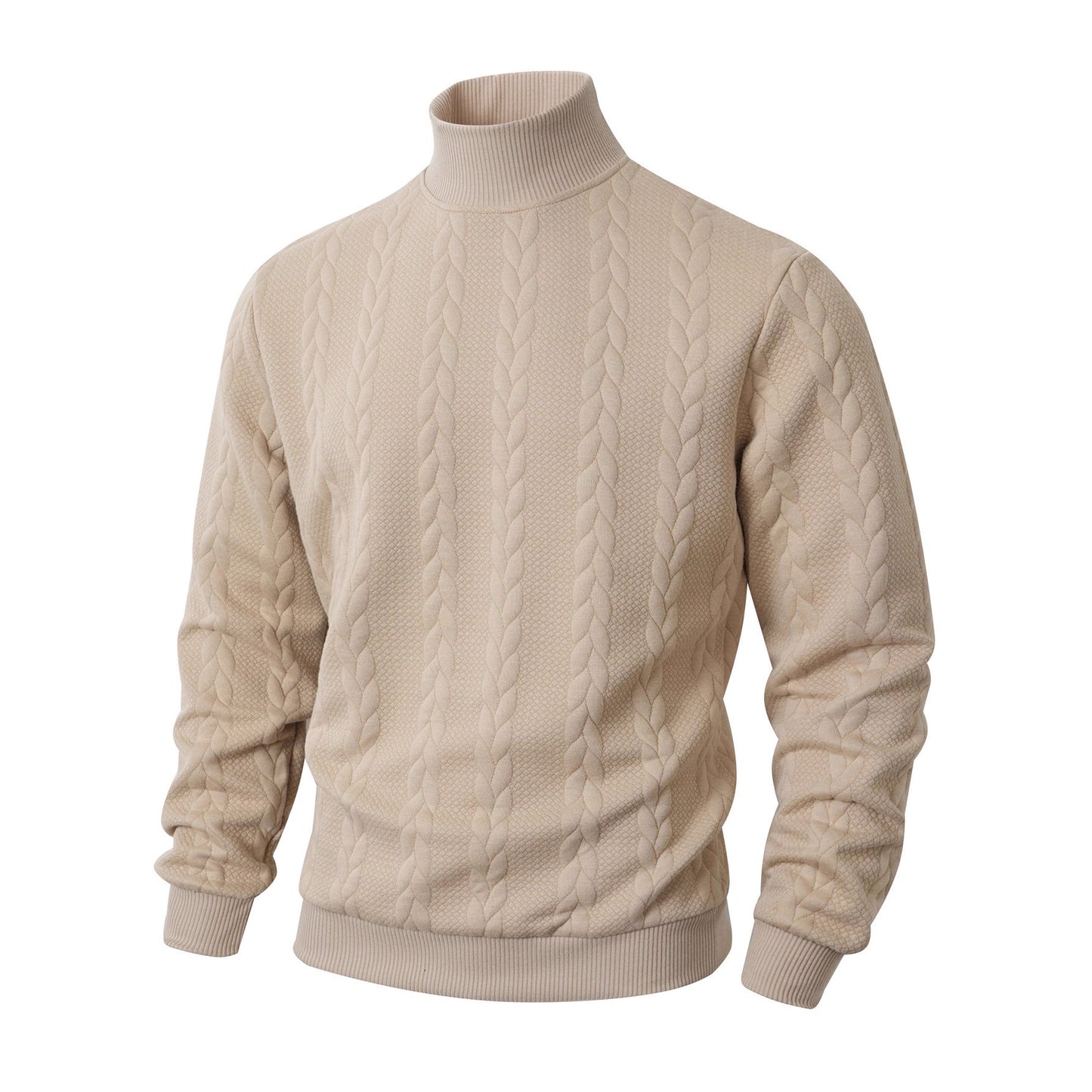 Herren modischer Strickpullover mit hohem Kragen und Zopfmuster Krohn-e