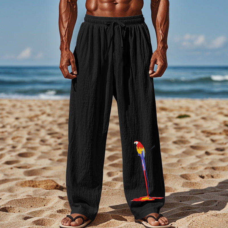 Herren Strandhose aus leichtem, atmungsaktivem Gewebe mit buntem Print Krohn-e