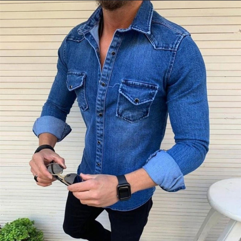 Herren Denim Hemd mit modernem Schnitt und praktischen Brusttaschen Krohn-e