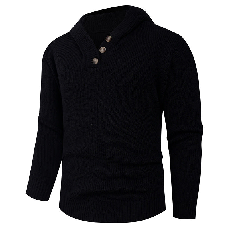 Herren Pullover mit Schalkragen und Holzknöpfen Krohn-e