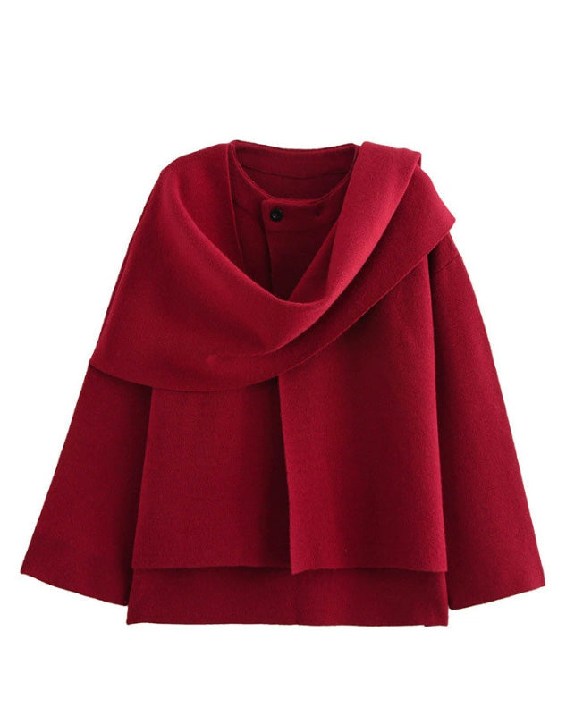 Krohn-e | Boulevard Asymmetrischer Schal Verkürzte Gestrickte Jacke