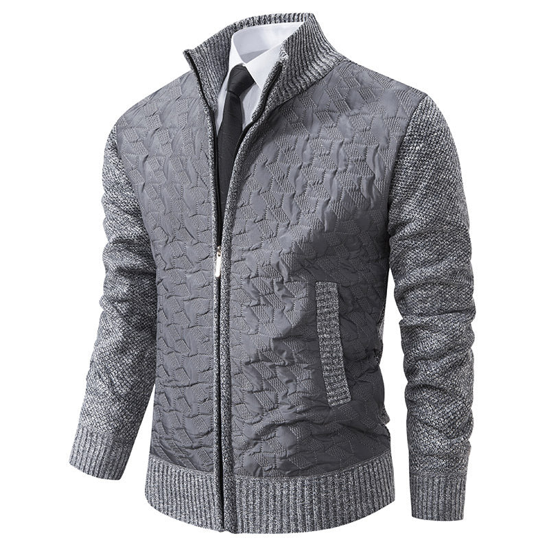 Herren stylische Steppjacke mit strukturiertem Obermaterial und hohem Kragen Krohn-e