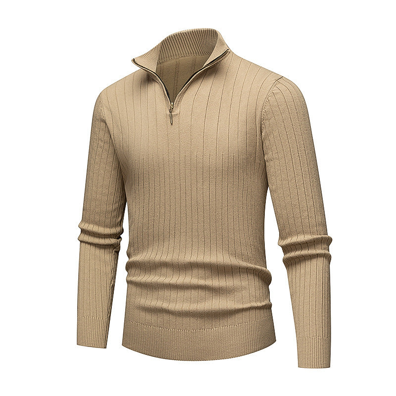 Herren hochwertiger Strickpullover mit modernem Stehkragen und Reißverschluss Krohn-e