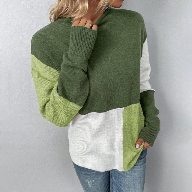 Krohn-e | Blockfarbener Pullover Acryl Stilvoll, Komfortabel