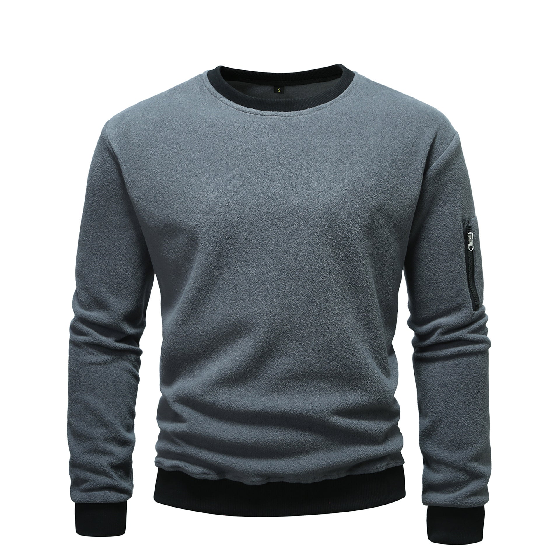 Herren kuscheliger Fleece-Pullover mit Reißverschlusstasche Krohn-e