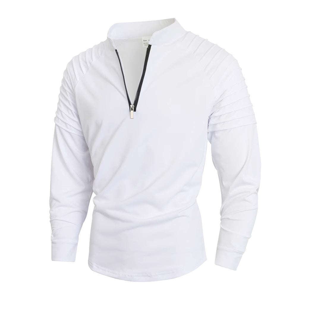 Herren Langarmshirt mit modernem Stehkragen und Reißverschluss Krohn-e