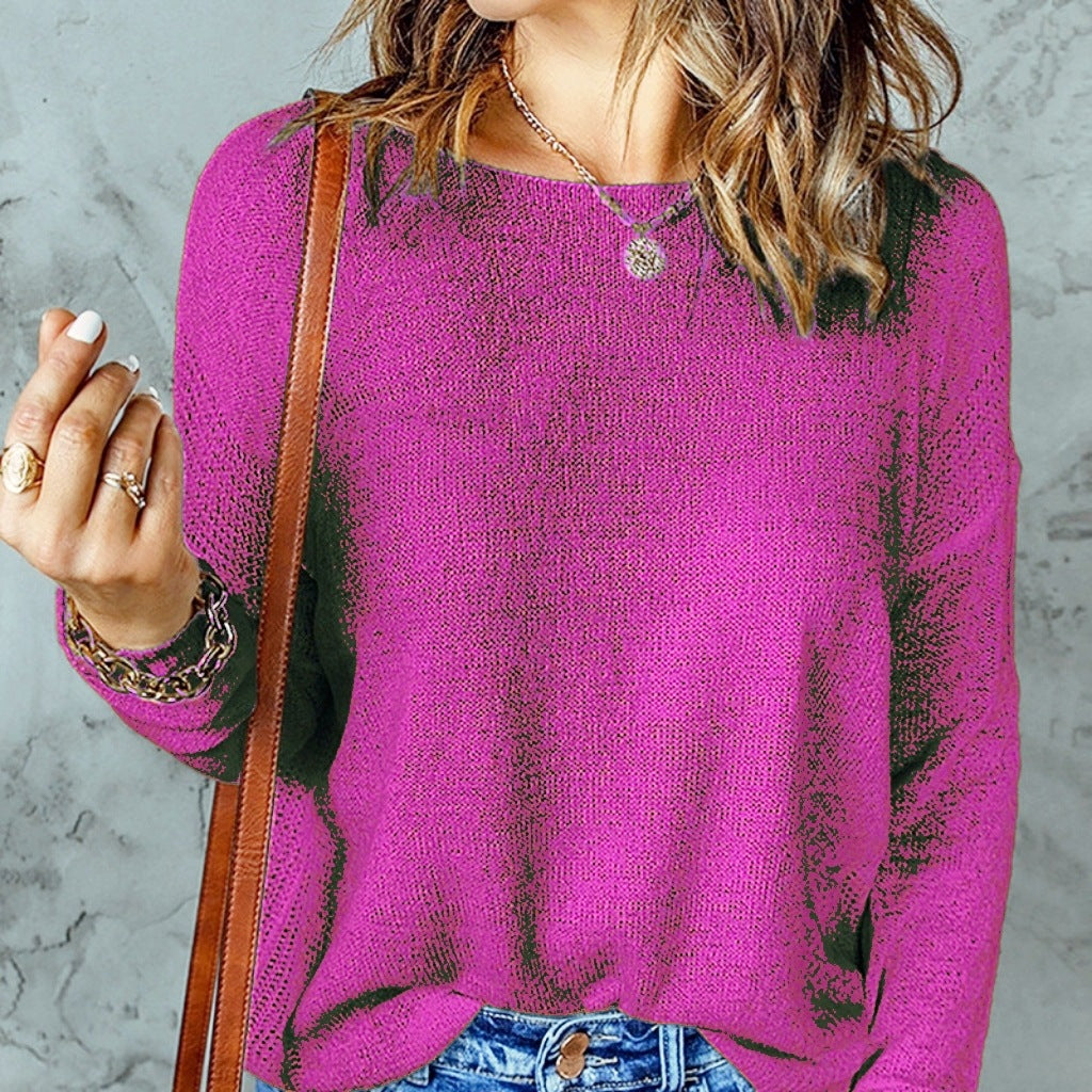 Damen Grober Strickpullover mit weitem Schnitt und dekorativem V-Ausschnitt Krohn-e
