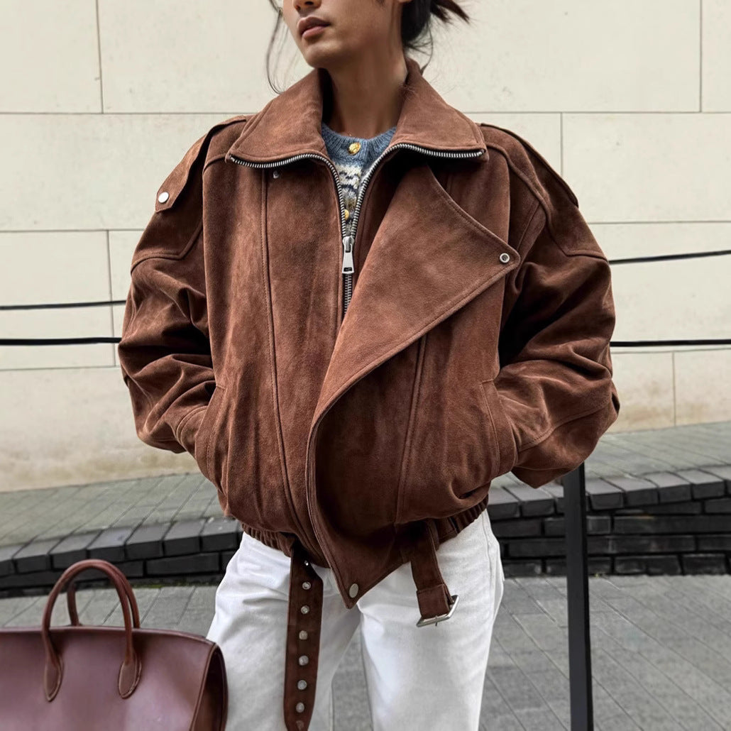 Damen modische Oversized Wildlederjacke Krohn-e