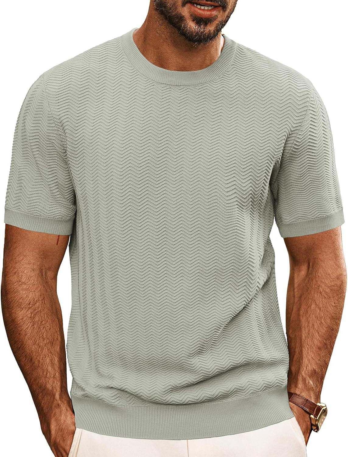 Herren strukturiertes Rundhals T-Shirt Krohn-e