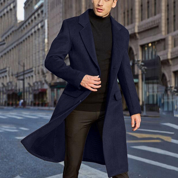 Herren eleganter langer Wintermantel mit klassischem Revers Krohn-e