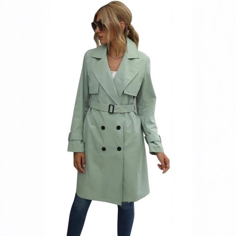 Damen Eleganter Trenchcoat mit doppelter Knopfleiste und schickem Kragen Krohn-e