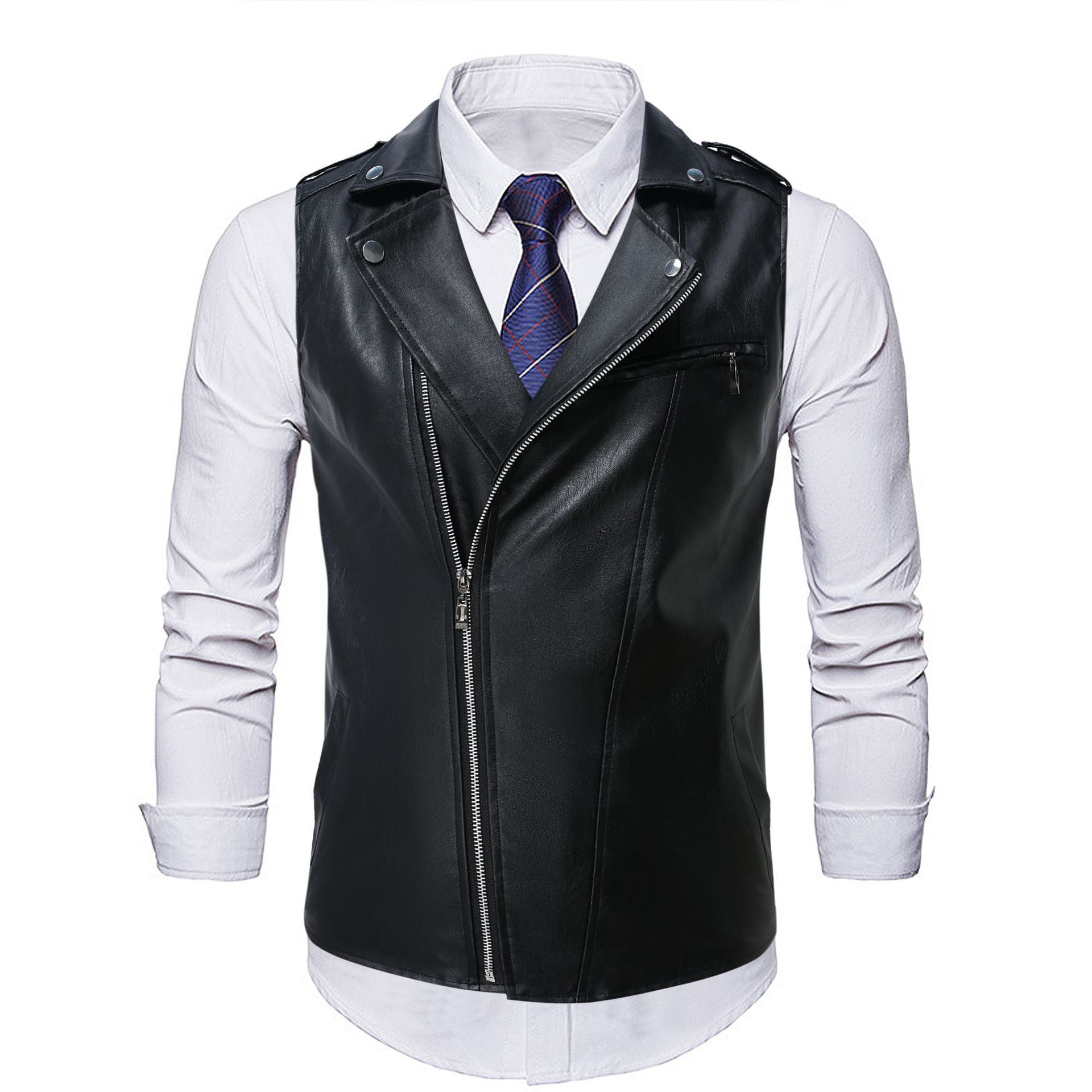Herren lässige Bikerjacke aus hochwertigem mit asymmetrischem Reißverschluss Krohn-e