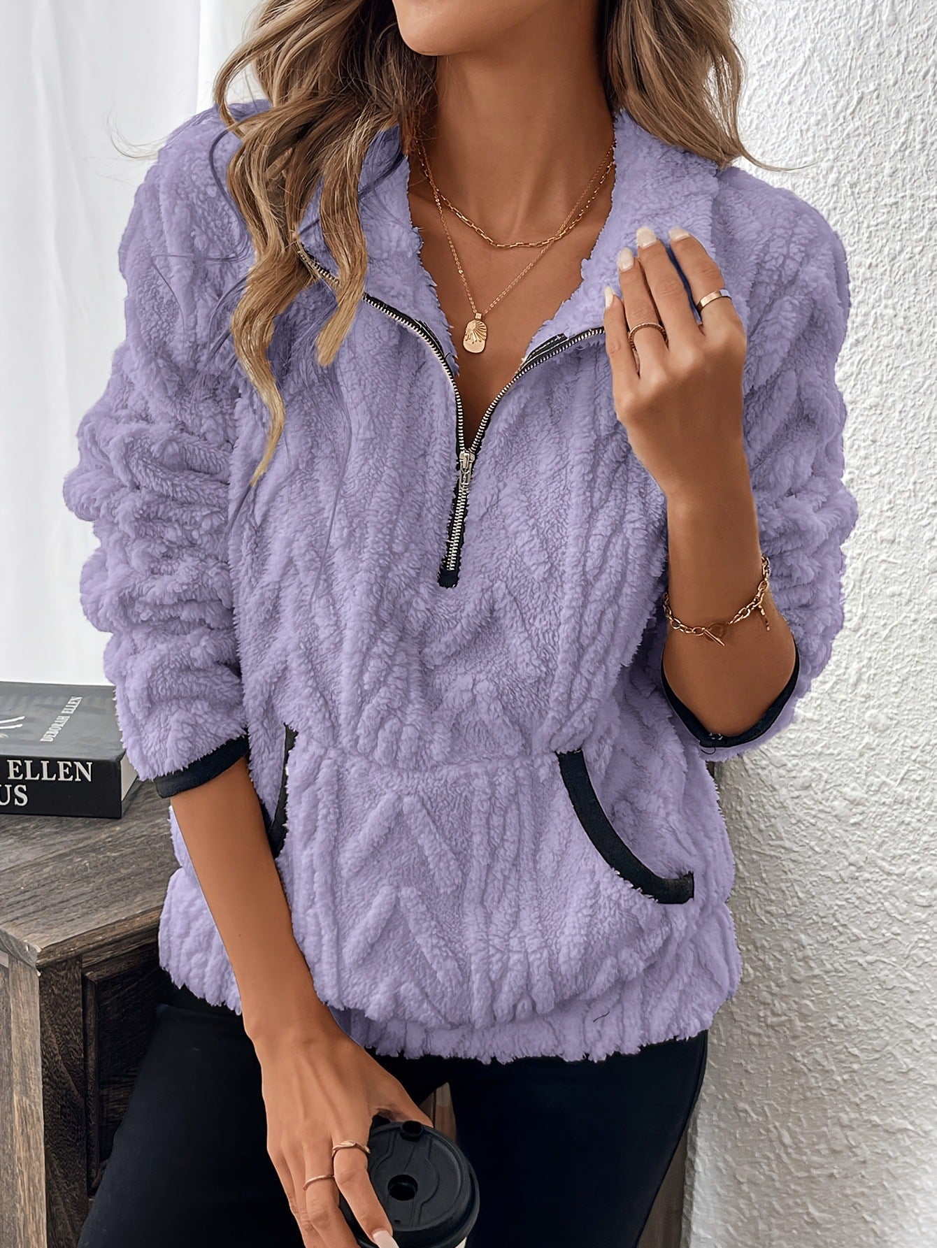 Damen weicher und bequemer Fleece-Pullover mit halbem Reißverschluss Krohn-e