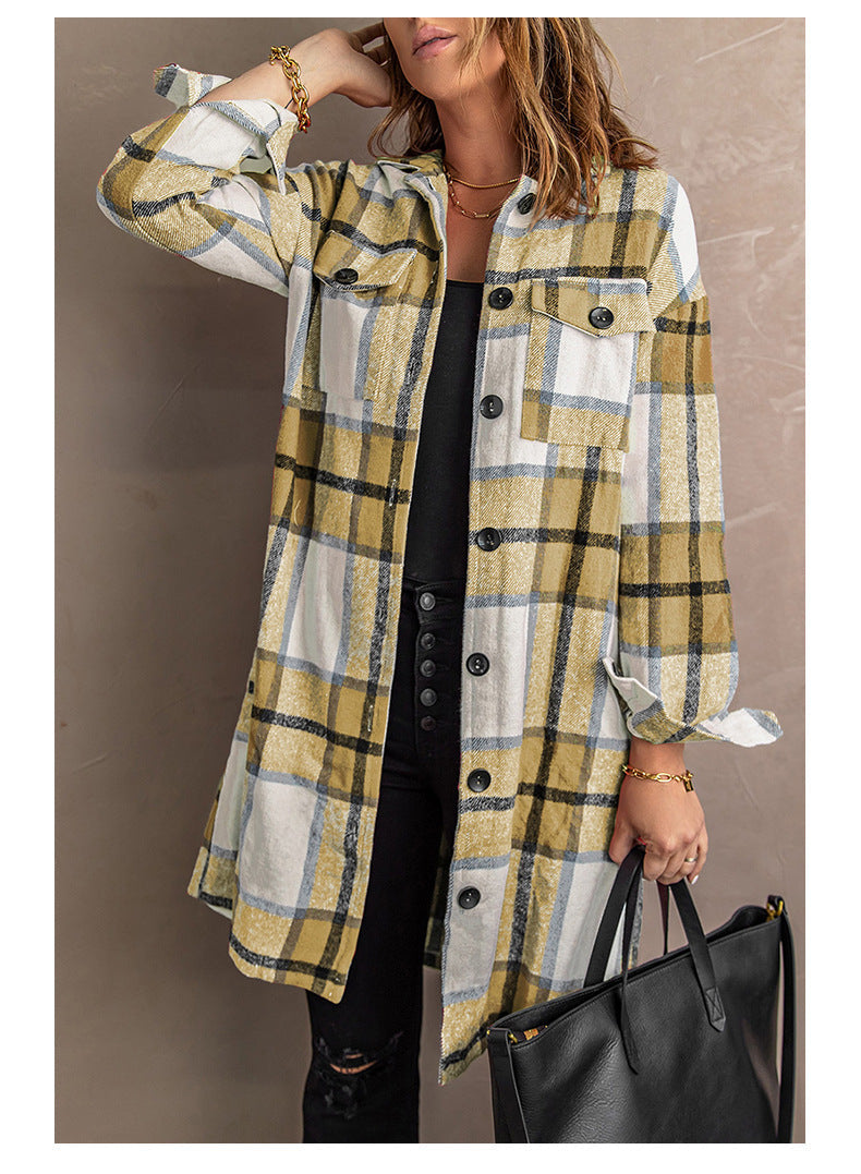 Krohn-e | Strick Lange Lässige Tweed Karo Jacke