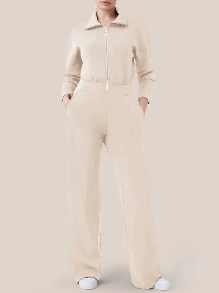Damen Luxuriöser Lounge-Jumpsuit mit elegantem Stehkragen und praktischem Reißverschluss Krohn-e
