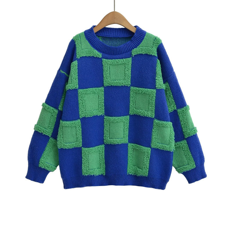 Damen modischer Strickpullover mit grafischem Blockmuster Krohn-e