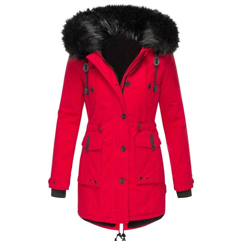 Krohn-e | Lange Winterjacke mit Knopfverschluss für Damen Ideal für Die Kalte Saison