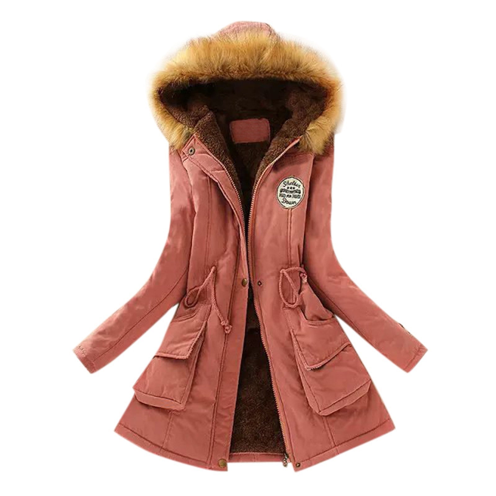 Krohn-e | Winter Taille Kordelzug Fell Kapuzenjacke