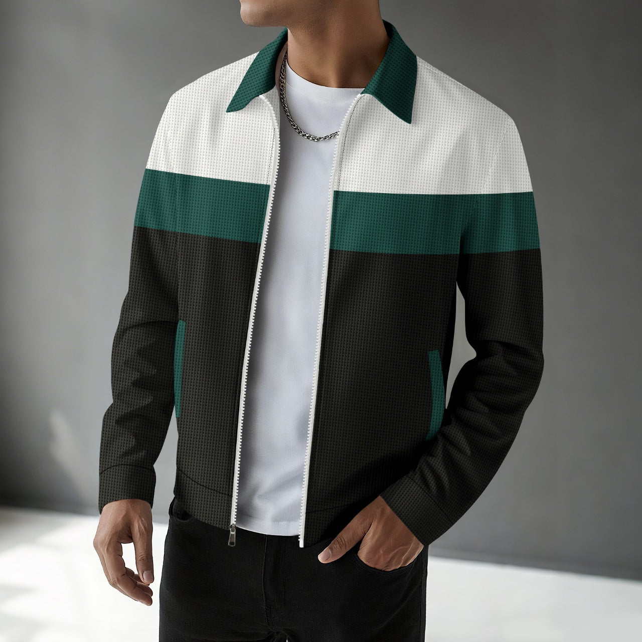 Herren modische Bomberjacke mit strukturiertem Design und Kontraststreifen Krohn-e