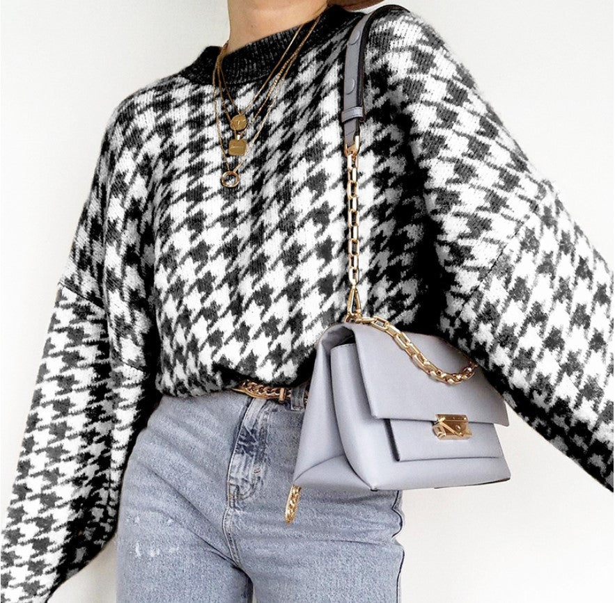 Damen lässiger Pullover mit Karomuster Krohn-e