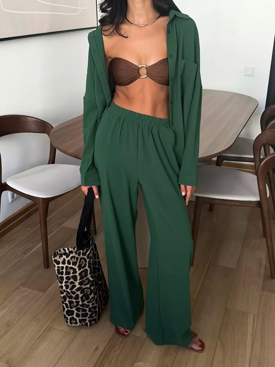 Damen lässige Bluse im Oversized-Stil mit Taschen Krohn-e