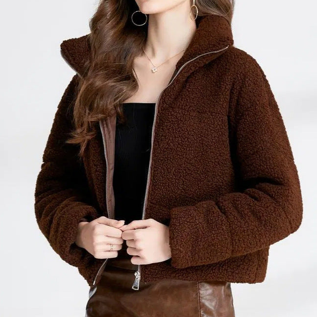 Damen Gemütliche Teddyjacke mit hohem Kragen Krohn-e