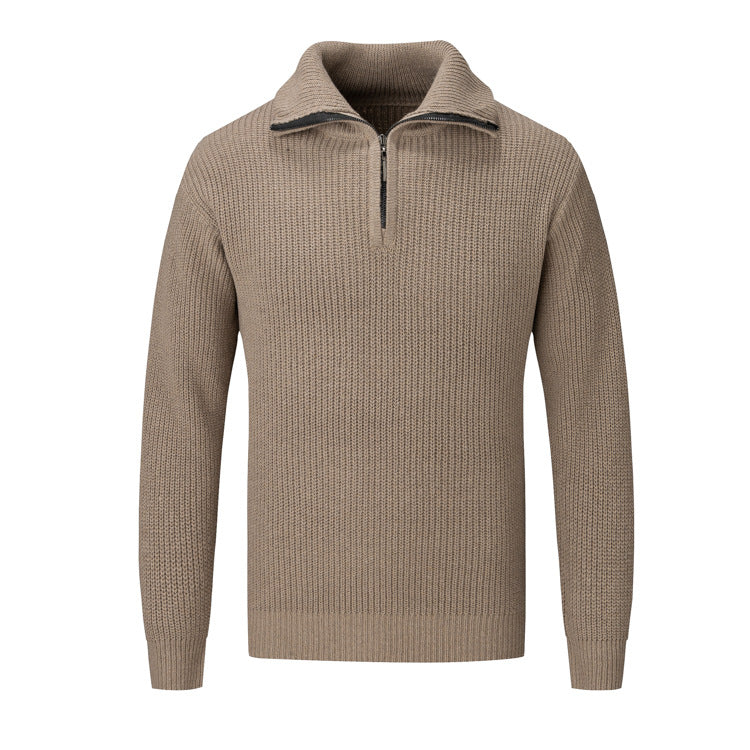 Herren Freizeitpullover mit halbem Reißverschluss und strukturiertem Strickmuster Krohn-e