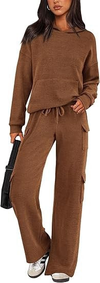 Damen Bequemes Lounge-Set mit Kapuze und weiten Hosen Krohn-e