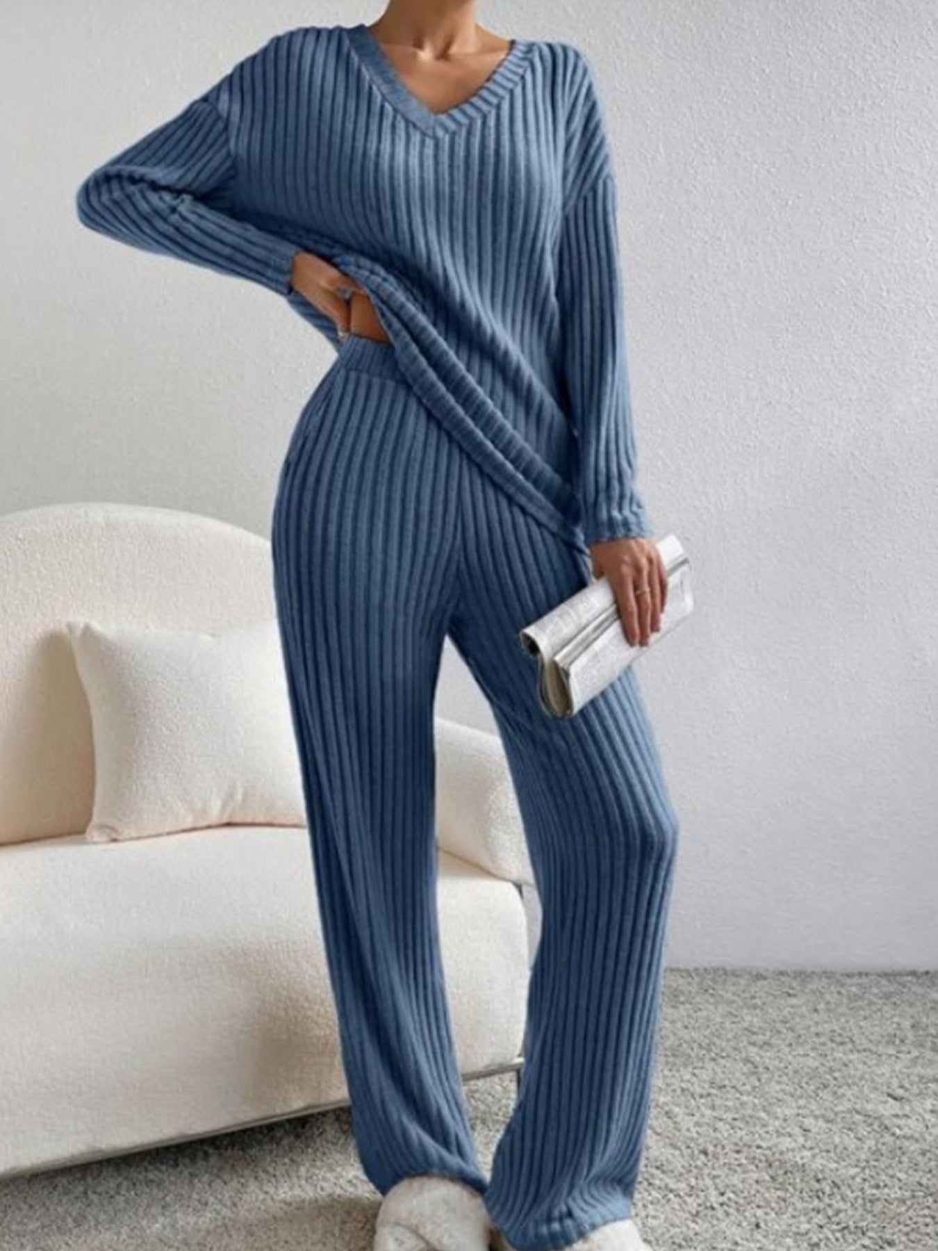Damen Bequemes Lounge-Set mit Rippstruktur Krohn-e