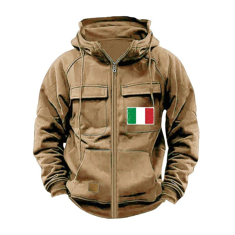 Herren modische Kapuzenjacke mit praktischen Taschen und verstellbarem Kragen Krohn-e