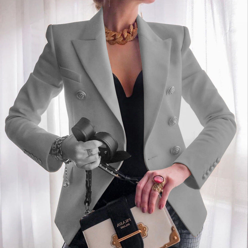 Damen Edler Blazer mit Goldknopf-Detail und klassischem Schnitt Krohn-e