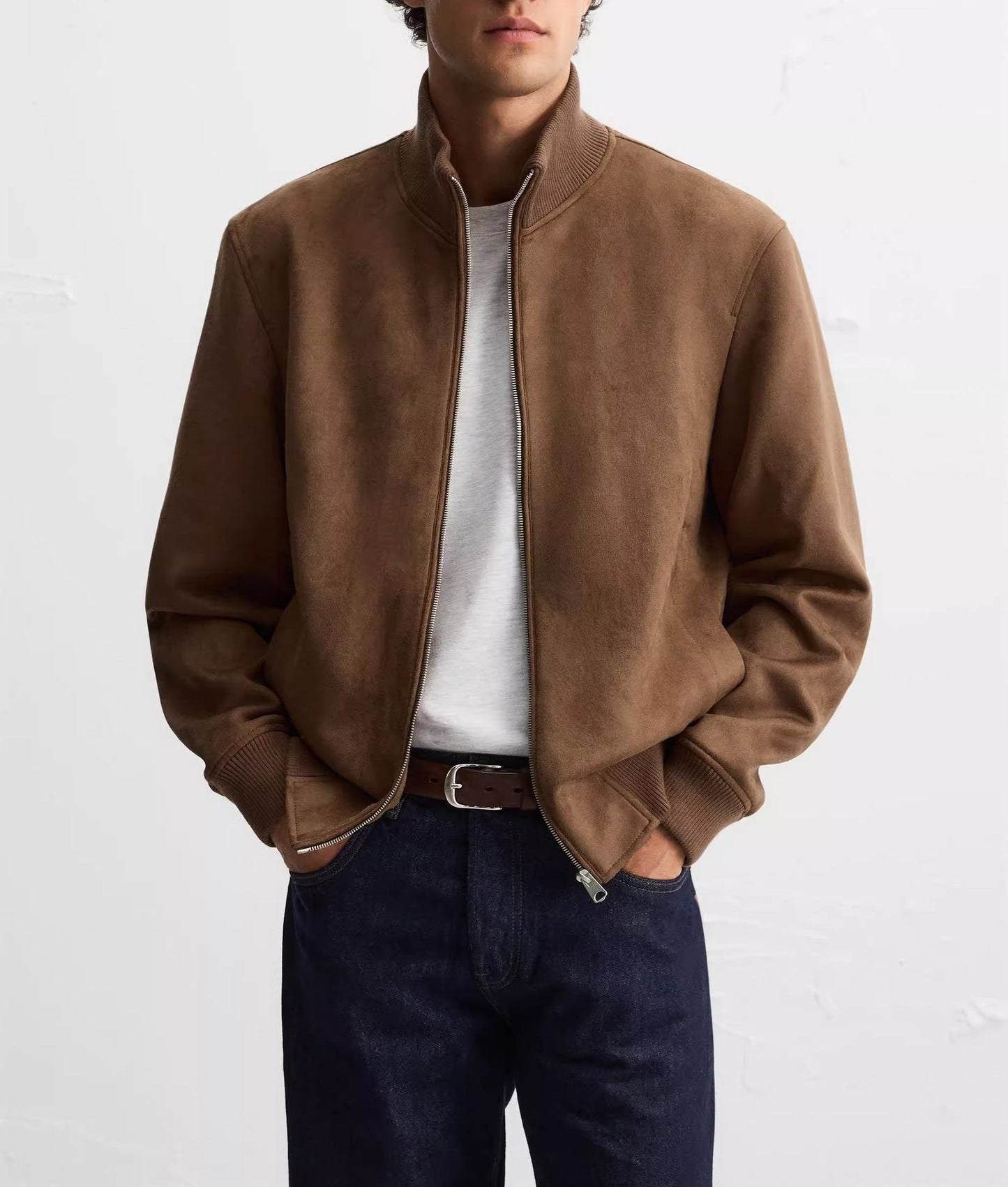 Herren Übergangsjacke im modernen Wildleder-Look Hedi-Mode
