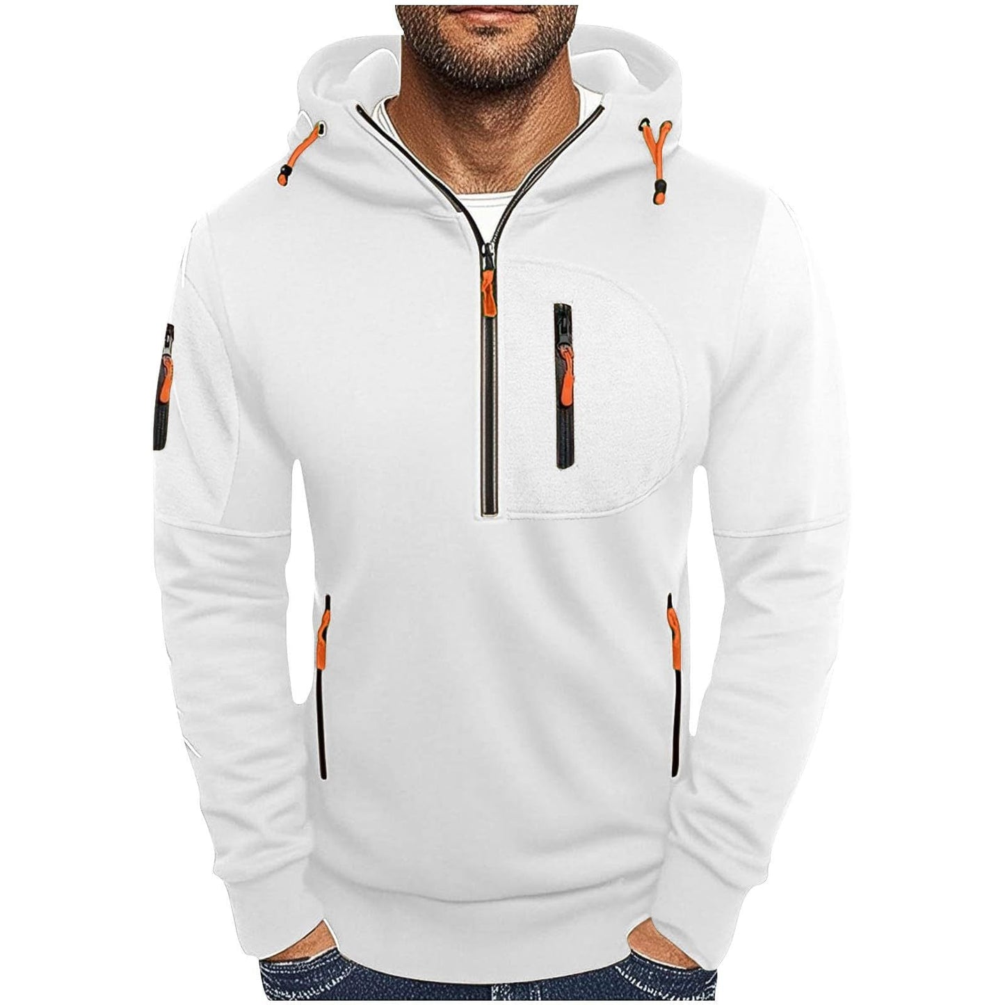 Herren funktionale Kapuzenjacke mit innovativem Halbreißverschluss Krohn-e