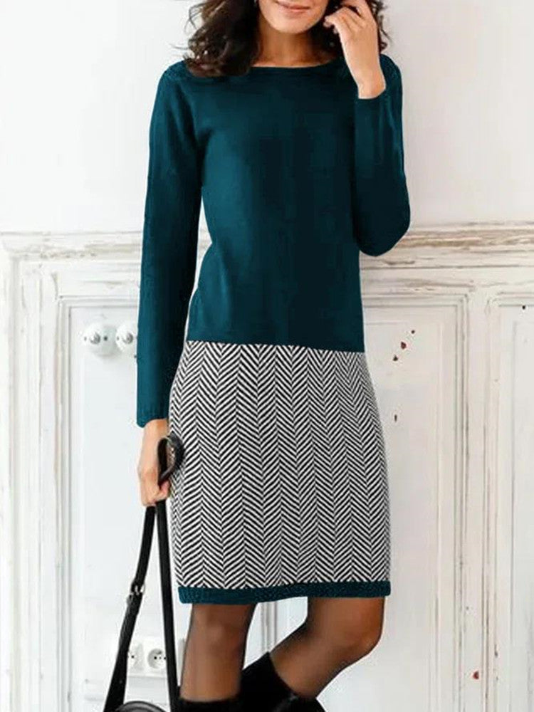 Damen Strickkleid mit elegantem Chevron-Muster Krohn-e