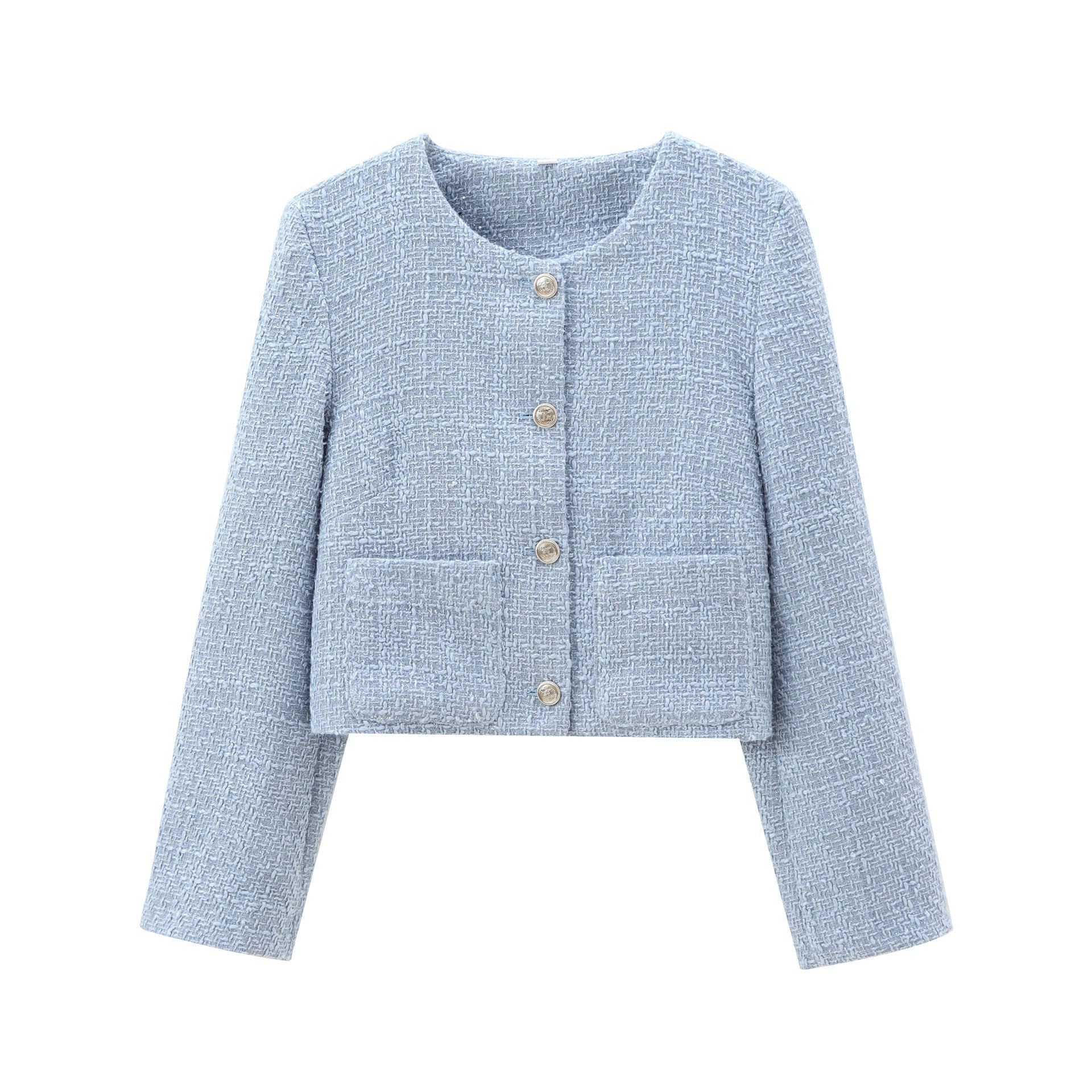 Damen elegante Kurzjacke im strukturierten Tweed-Stil mit praktischen Taschen Krohn-e
