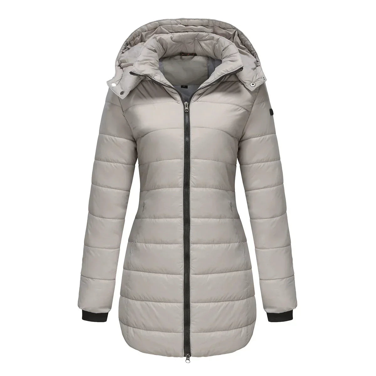 Krohn-e | Pufferjacke - Gefüttert - Abnehmbare Kapuze - Gerippte Bündchen - Mittellange Passform