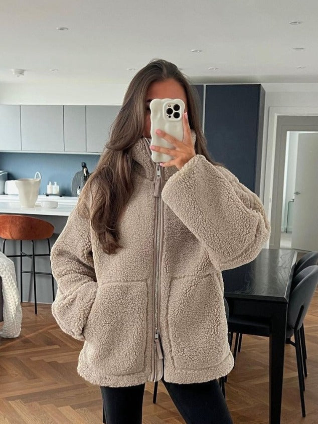 Damen Fleecejacke mit hohem Kragen und praktischen Taschen Krohn-e