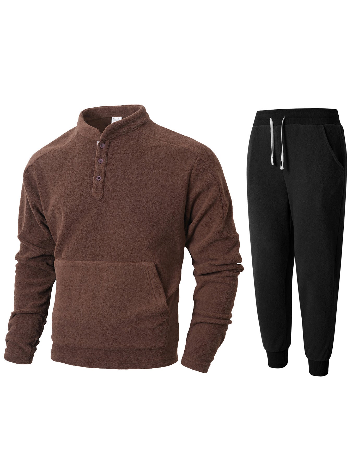Herren kuscheliges Fleece- Trainingsanzug-Set mit Knopfleiste und praktischen Taschen Krohn-e
