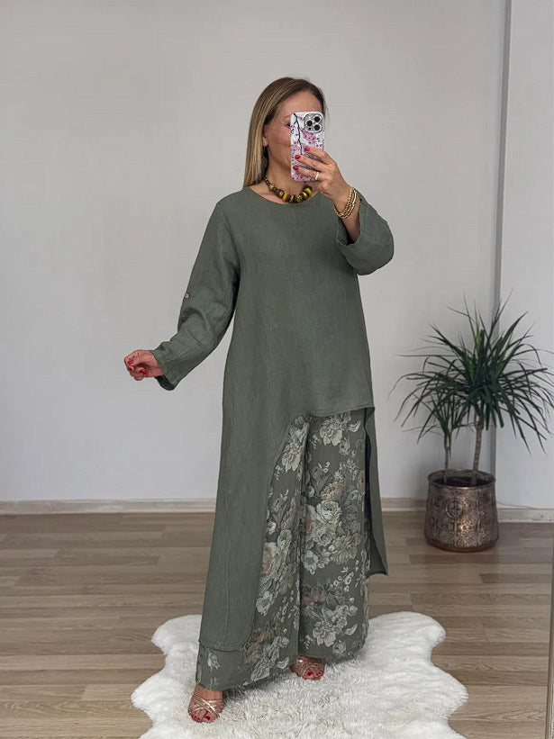 Damen Relaxed Fit Leinen Tunika Top Krohn-e