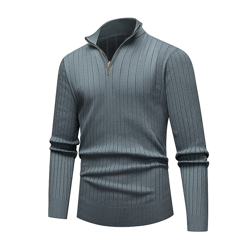 Herren hochwertiger Strickpullover mit modernem Stehkragen und Reißverschluss Krohn-e
