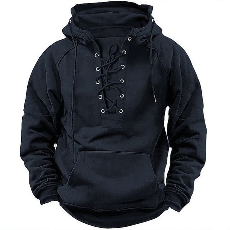Herren Kapuzensweatshirt mit modischer Schnürung und weichem Innenfutter Krohn-e