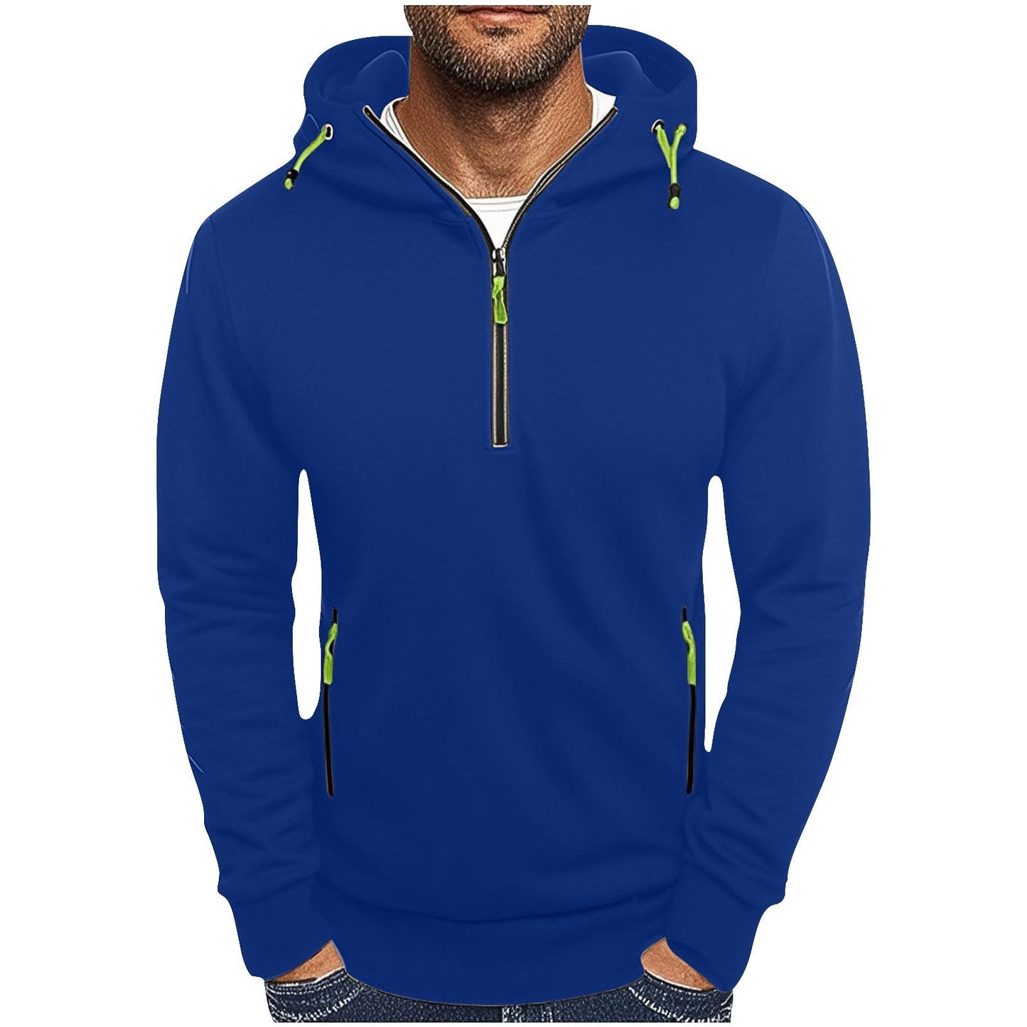 Herren modischer Kapuzenpullover mit zwei Taschen und halbem Reißverschluss Krohn-e