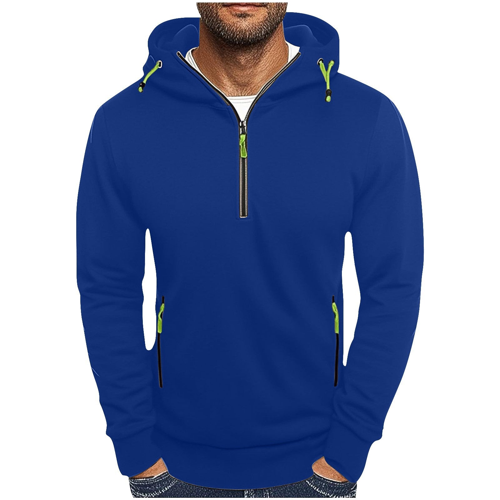 Herren modischer Kapuzenpullover mit zwei Taschen und halbem Reißverschluss Krohn-e