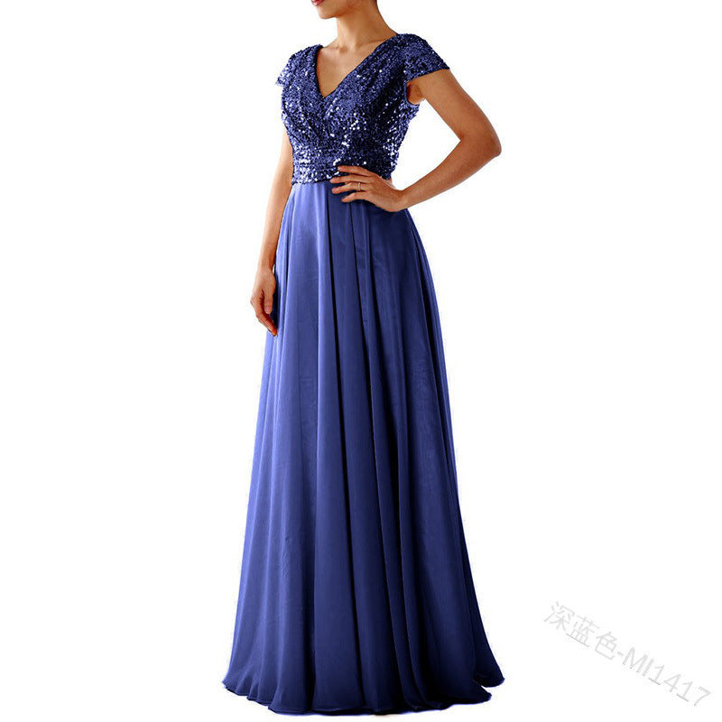 Elegantes Chiffon-Abendkleid mit glamourösen Pailletten von Krohn-e