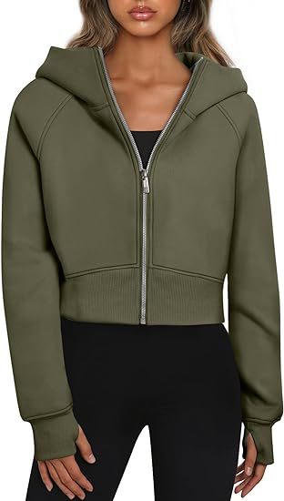 Damen cropped Kapuzenjacke mit durchgehendem Reißverschluss Krohn-e
